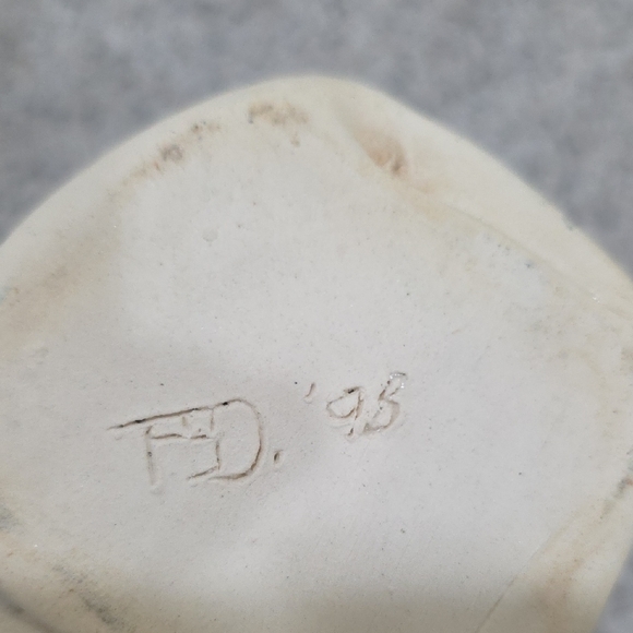 Artisan White and Blue Ceramic Cylinder - Picture 2 of 5